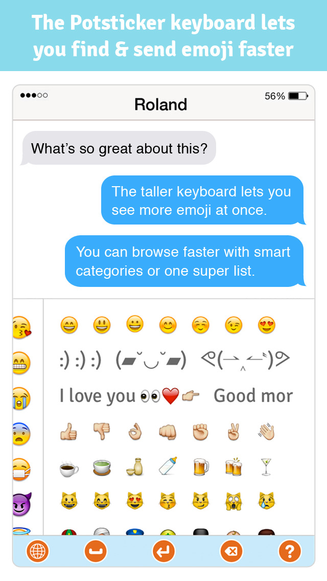 Potsticker Keyboard Find & Send Emoji Faster, Organize Emoji Your Way