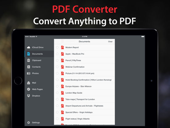 how can i create a pdf on my ipad