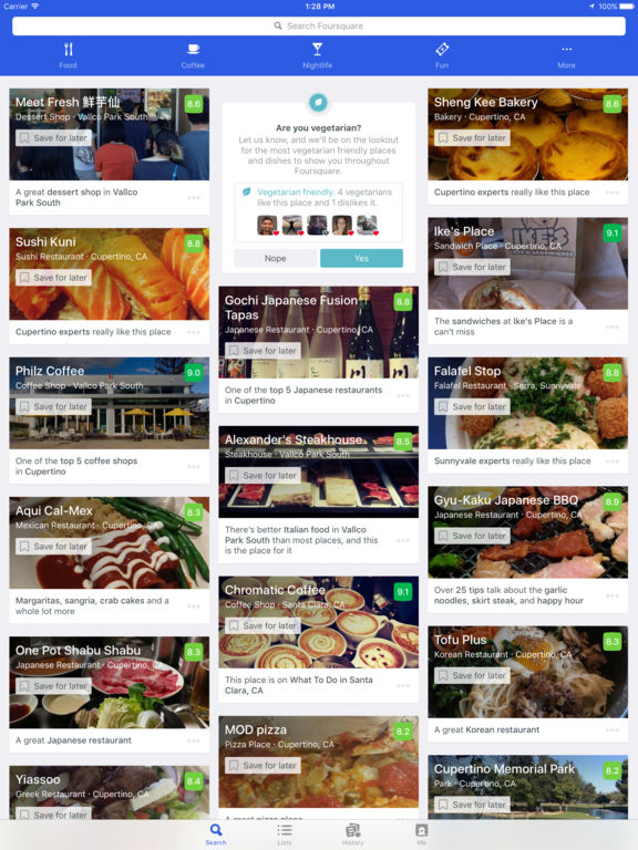 The Best Iphone S For Finding Restaurants Picker Foursquare Find Places To Eat Drink And Visit Screenshot